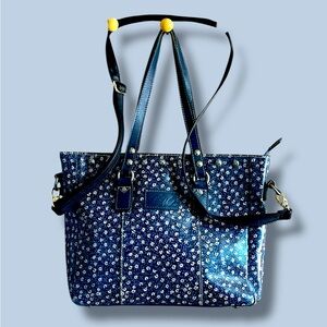 Patricia Nash Navy Blue Ditsy Floral Hand Bag with handles/adjustable crossbody